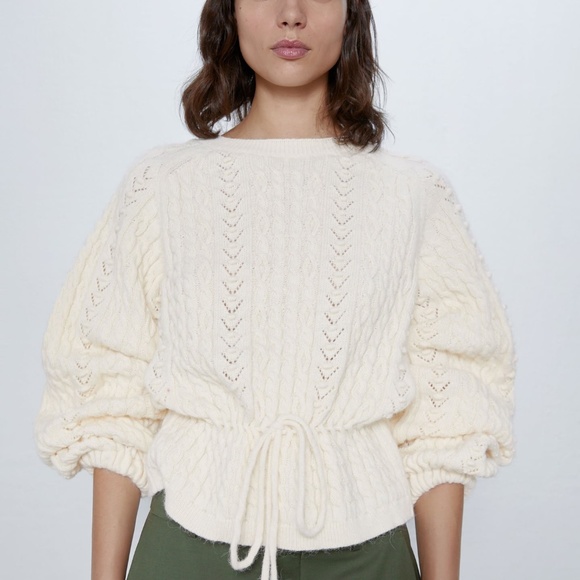 Zara Ivory Cable Knit Sweater - Picture 2 of 9